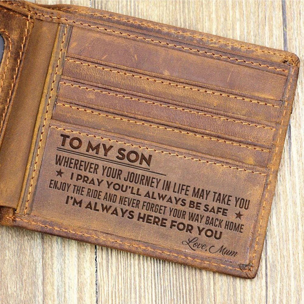 "TO MY Son"-Custom Leather Wallet,Engraved Minimalist Gifts for men on Birthday,Graduation,Christmas Day Drop Shipping - Цвет: BR14
