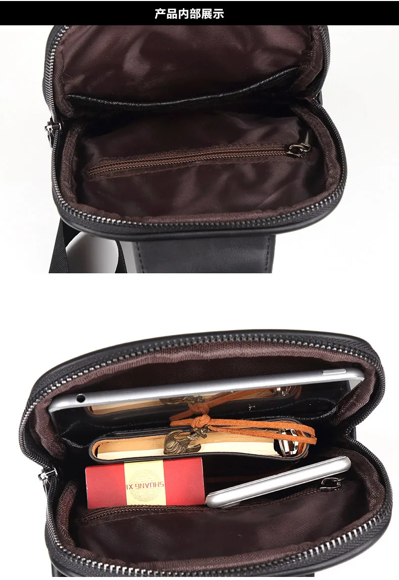 

Men's Waterproof PU Leather Chest bag Brand Designer Messenger Bags Multifunction Casual Crossbody bags Business Shoulder Bags