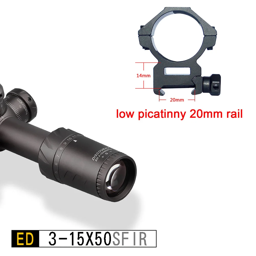 Обнаружение ED 3-15x50 SFIR тактическая оптика охотничий Riflescope чрезвычайно низкий хроматический дисперсионный первая фокальная плоскость винтовка Сфера - Цвет: low picatinny 20mm