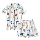Летняя женская пижама, Женский пижамный комплект, хлопковый комплект из двух предметов с коротким рукавом для дома, пижама с принтом животных для женщин