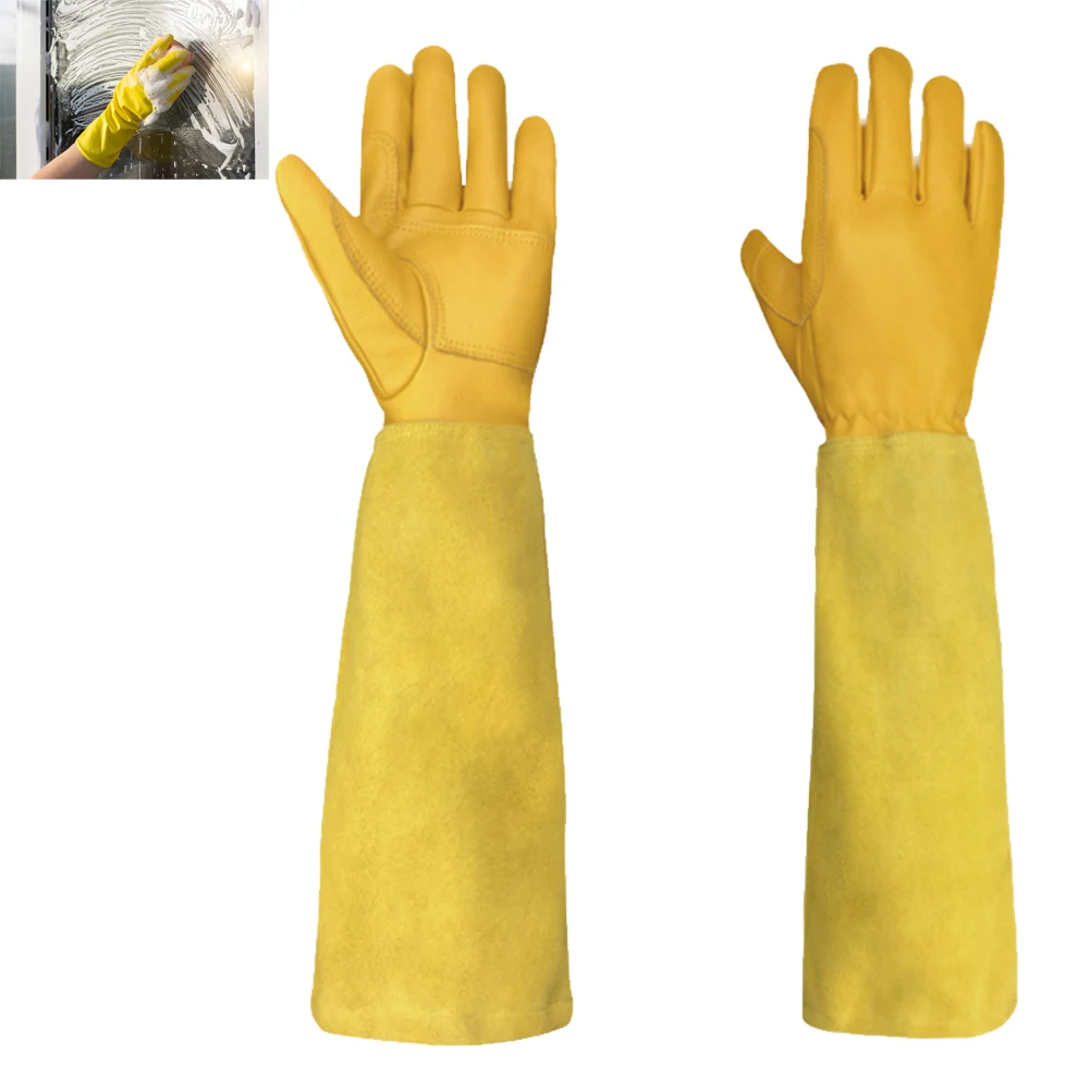 

1pair Men Women Gauntlet Thorn Proof Gardening Gloves Long Sleeve Wear Resistant Elastic Band Outdoor Yard Non Slip Thickened