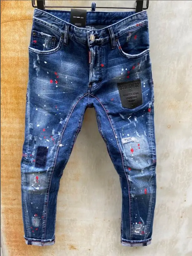 

Dsquared2-pantalones vaqueros rasgados a la moda para hombre, Jeans de lunares, T120, nuevo estilo de verano, 2021