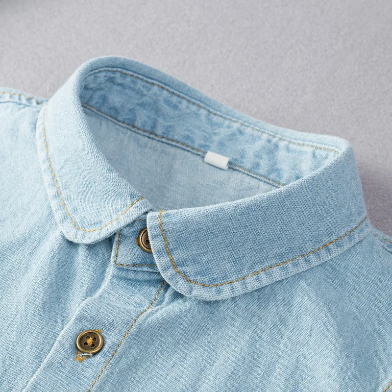 

Korean version of all-match wash denim shirt fake collar pointed collar round neck decorative fake collar