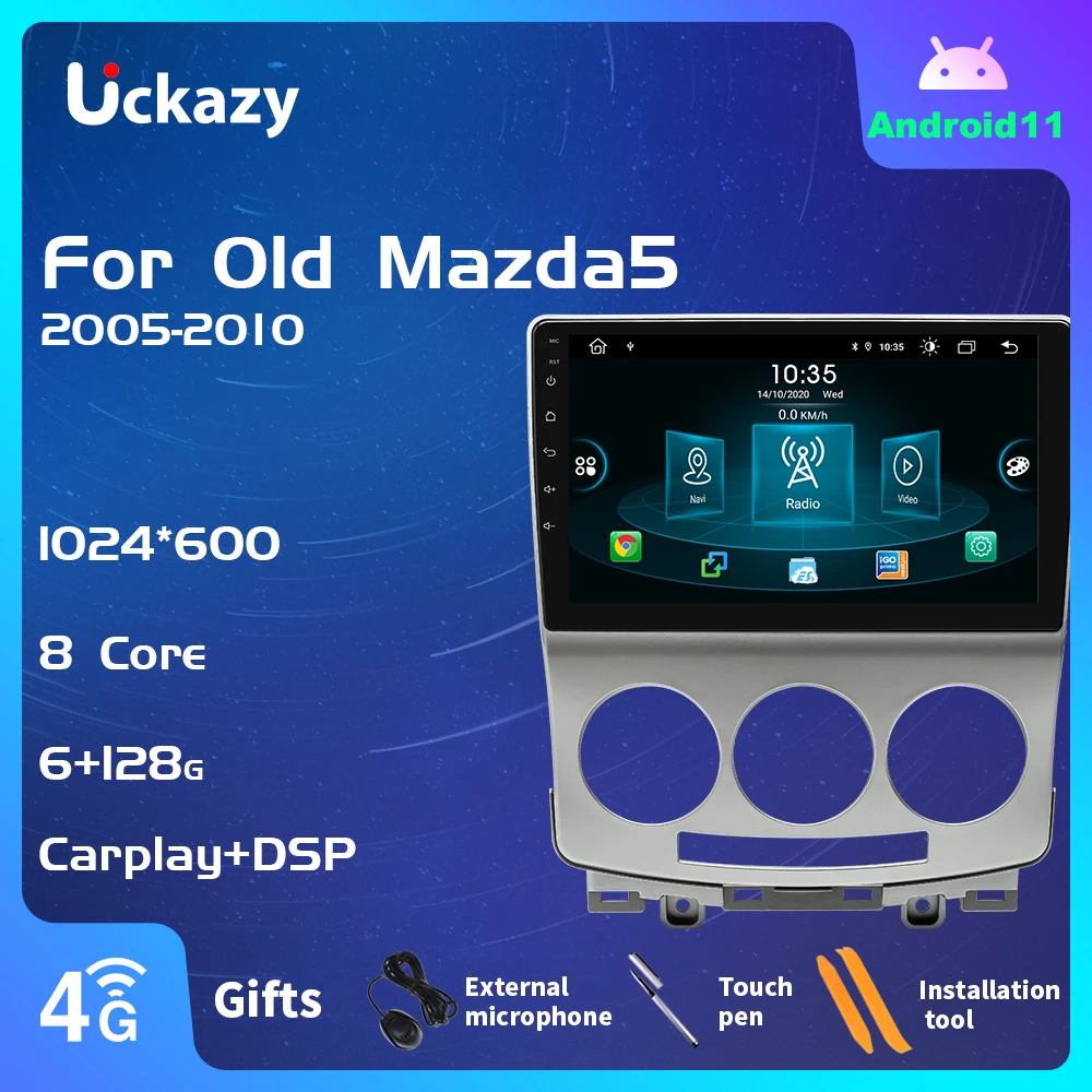 Автомобильный мультимедийный плеер Uckazy 8 ядер 2 din Android 11 для Mazda 5 2005-2010 радио