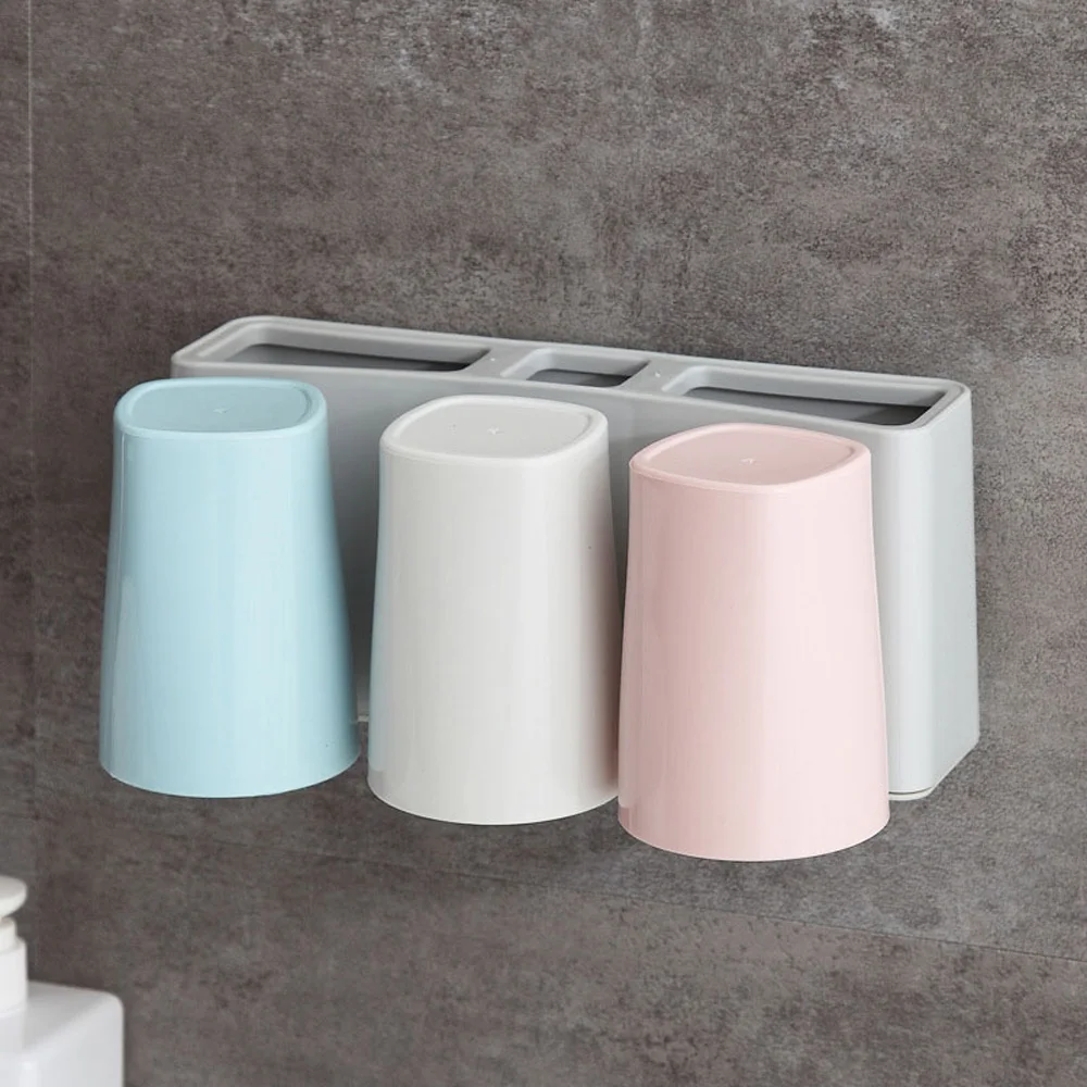 

Wall Mounted Toothbrush Toiletries Toothpaste Holder Rack with cups Storage Rack Toothbrush Box Bathroom Tools Toothpaste