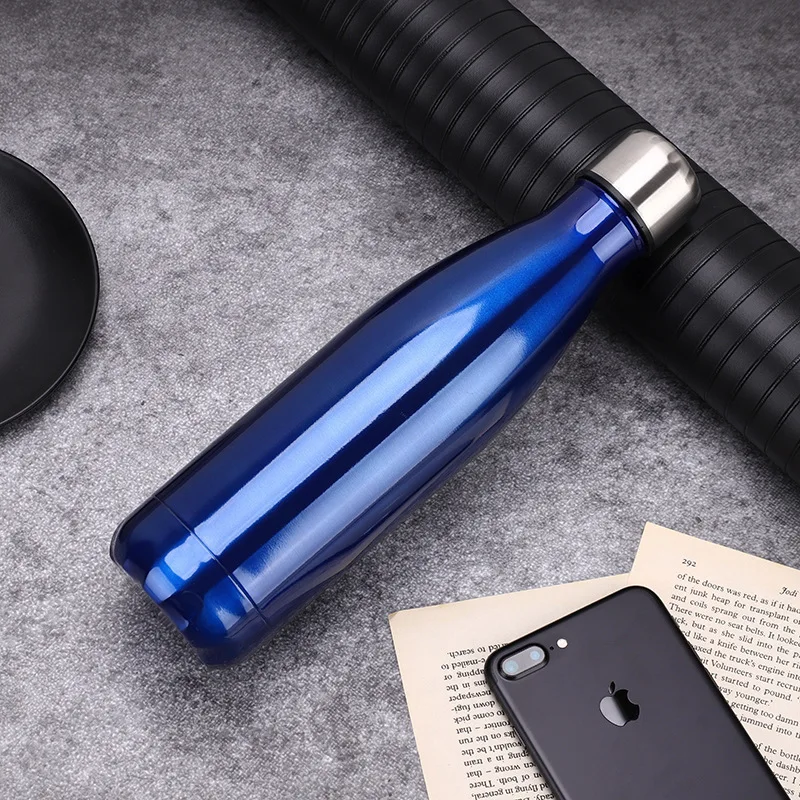 350/500/750/мл двухслойная изоляционная бутылка для воды из нержавеющей стали