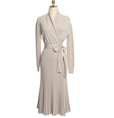 

Women V Neck High Waist Knitted Pleated Long Dress Vestidos 2020 Autumn Winter Womans Runway Lacing Sweater Dresses Female