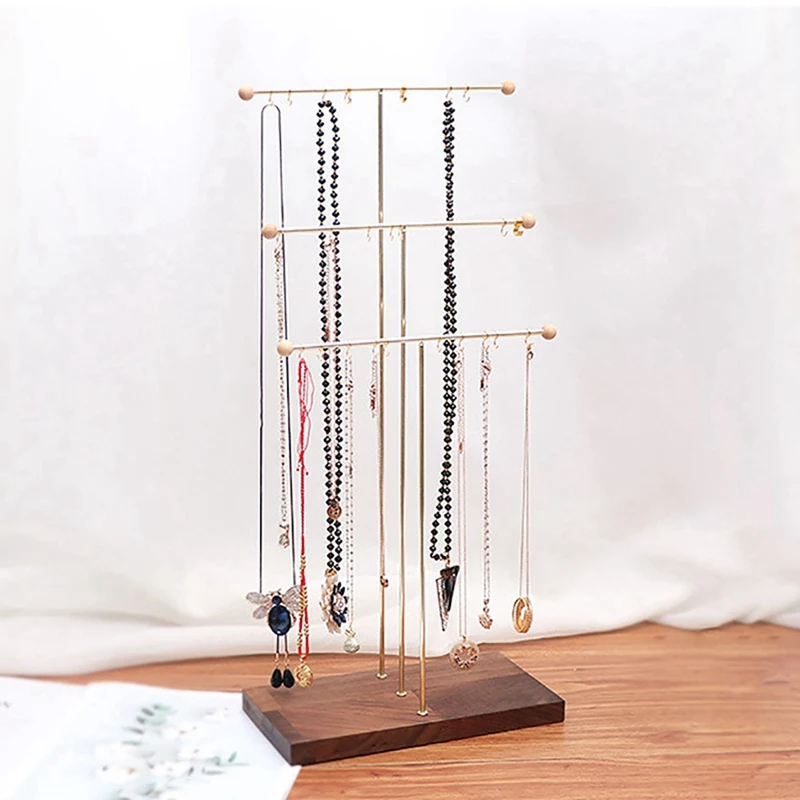 

2 Pcs Metal Tabletop Bracelet Necklace Jewelry Necklace Organizer Display Stand,3 Tier & Four-Layer