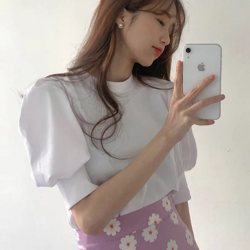 Женская Шифоновая Юбка-миди с высокой талией и буффами на рукавах |