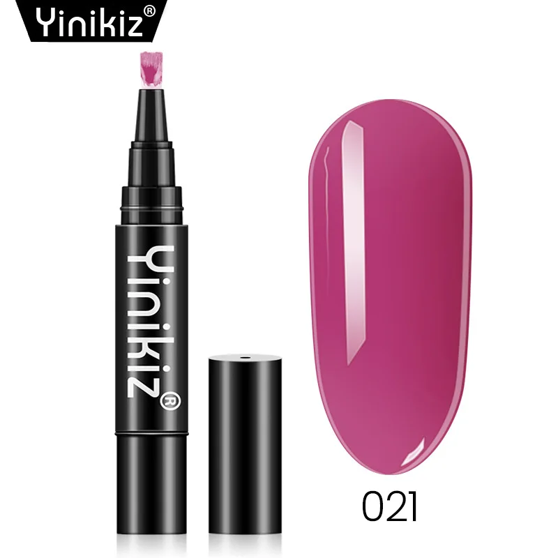 

YINIKIZ One Step Gel Nail Varnish Pen Glitter 3 In 1 Nail Art Color Gel Polish Hybrid Easy To Use UV Gel Paint Glue Nail Art
