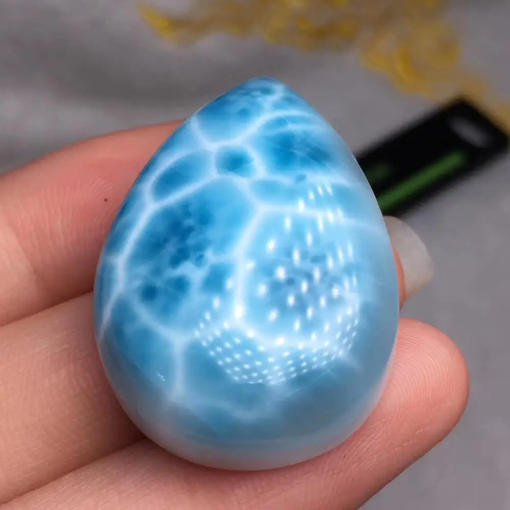 Высокое качество натуральный лед Larimar синий драгоценный камень для женщин и