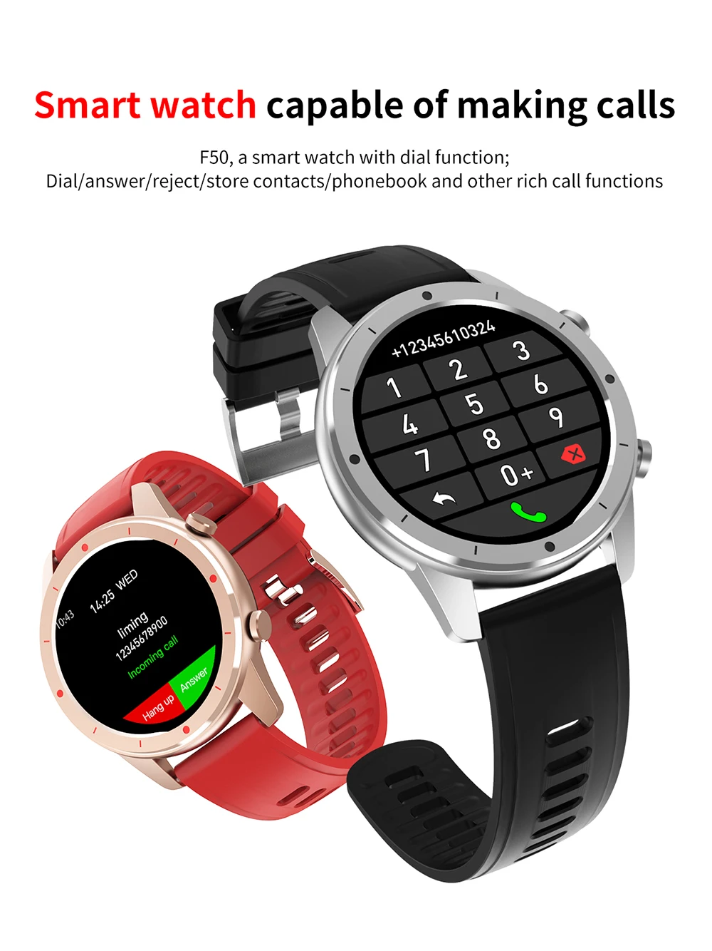 F50 Смарт-часы с Bluetooth вызовом на заказ циферблат для мужчин фитнес-трекер