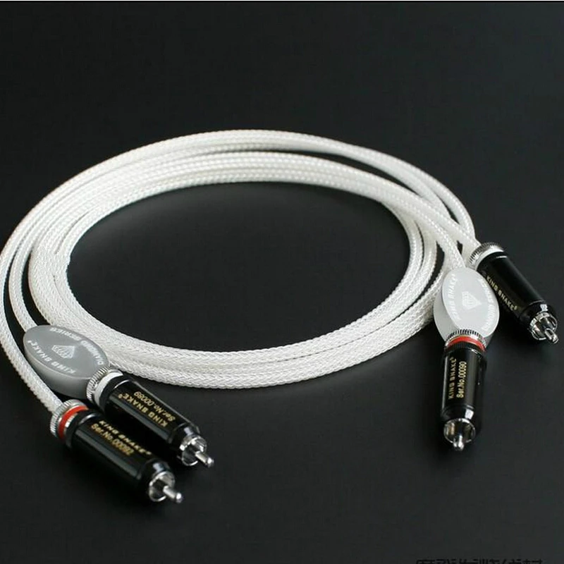 Pair King Snake Diamond Series Silver RCA Cable CRYO-196 HIFI Audio |