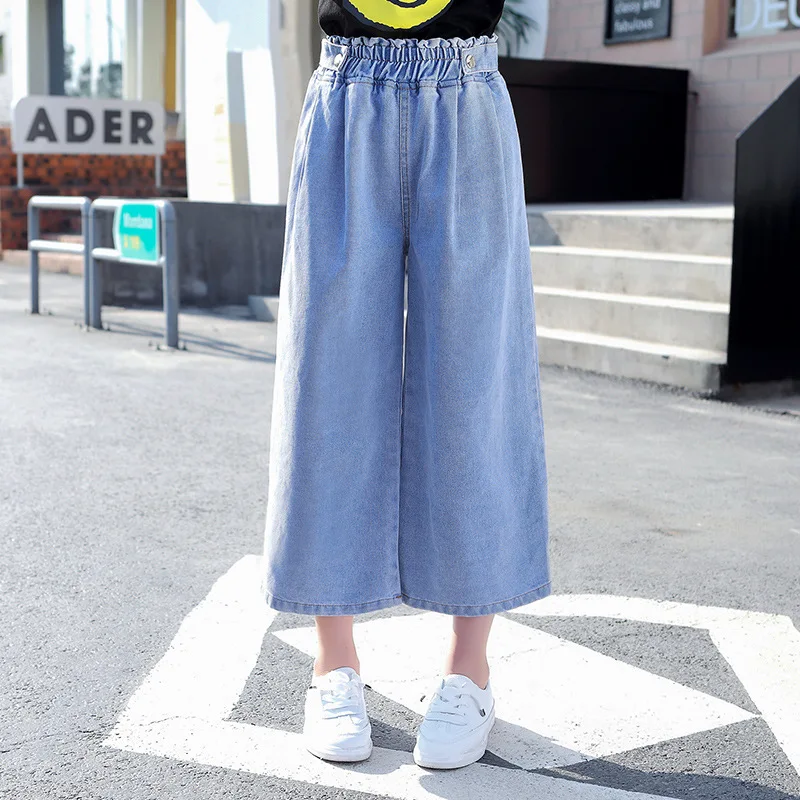 Повседневные джинсы для девочек-подростков Короткие широкие штаны летние