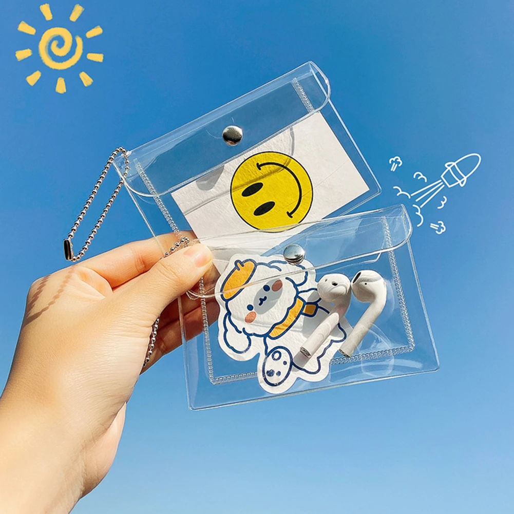 

Прозрачная сумка для хранения из ПВХ на кнопках, миниатюрный Портативный кошелек на молнии, водонепроницаемая противоскользящая сумка на з...