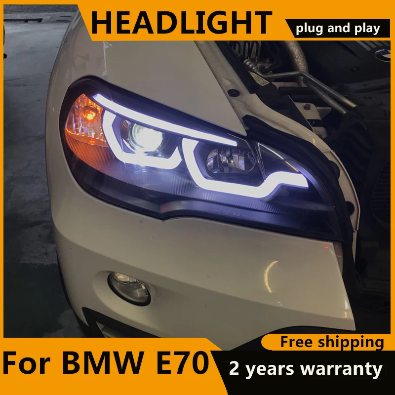 

KOWELL Car Styling Head Lamp for BMW X5 Headlights 2007-2013 E70 Angel Eye Headlight LED DRL Signal Lamp Hid/LED Auto Accessori