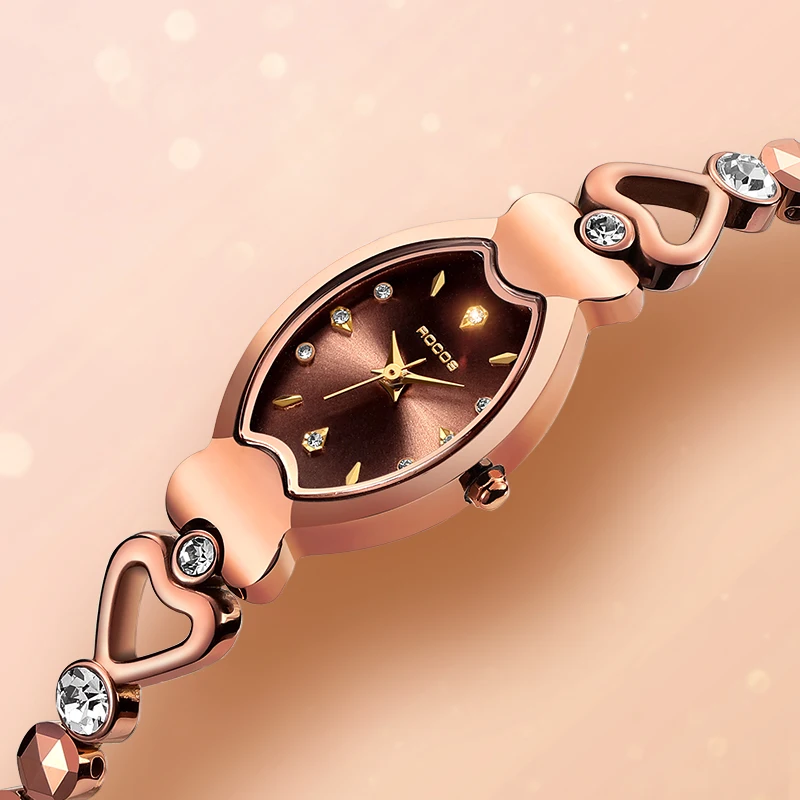 ROCOS женские кварцевые часы модные Водонепроницаемый Дамский Тонкий ведро стразы