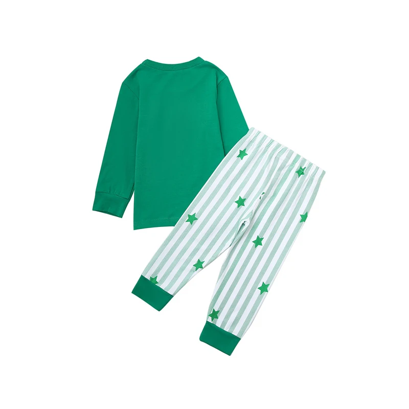 Conjunto navide&ntilde;o de estampado de Pap&aacute; Noel para ni&ntilde;as, jersey de manga larga + Pantalones a rayas con estrellas, ropa de casa, traje de 0-5 a&ntilde;os, ropa de Navidad para ni&ntilde;os-4