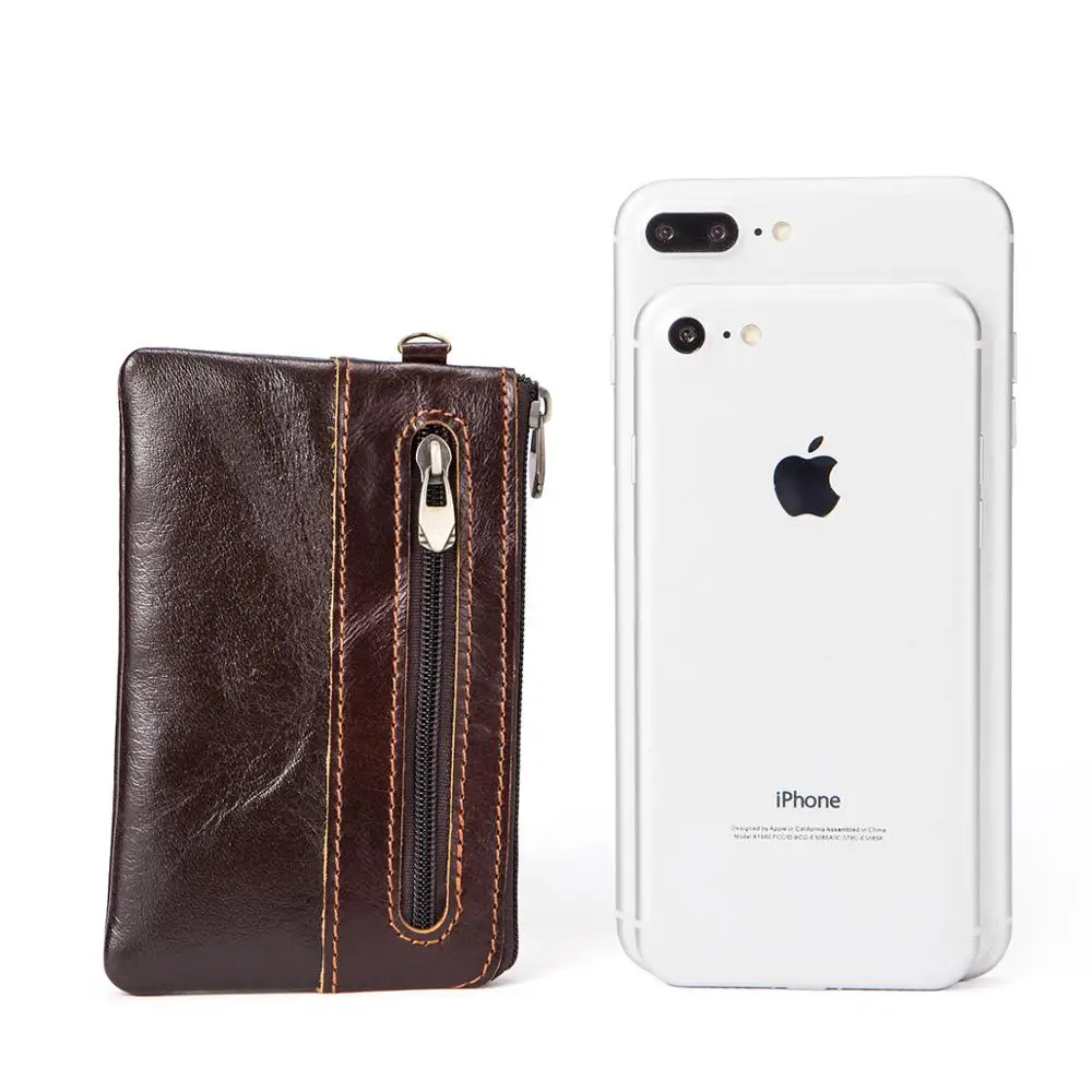 Женский маленький портмоне Дамский кошелек из воловьей кожи на молнии для