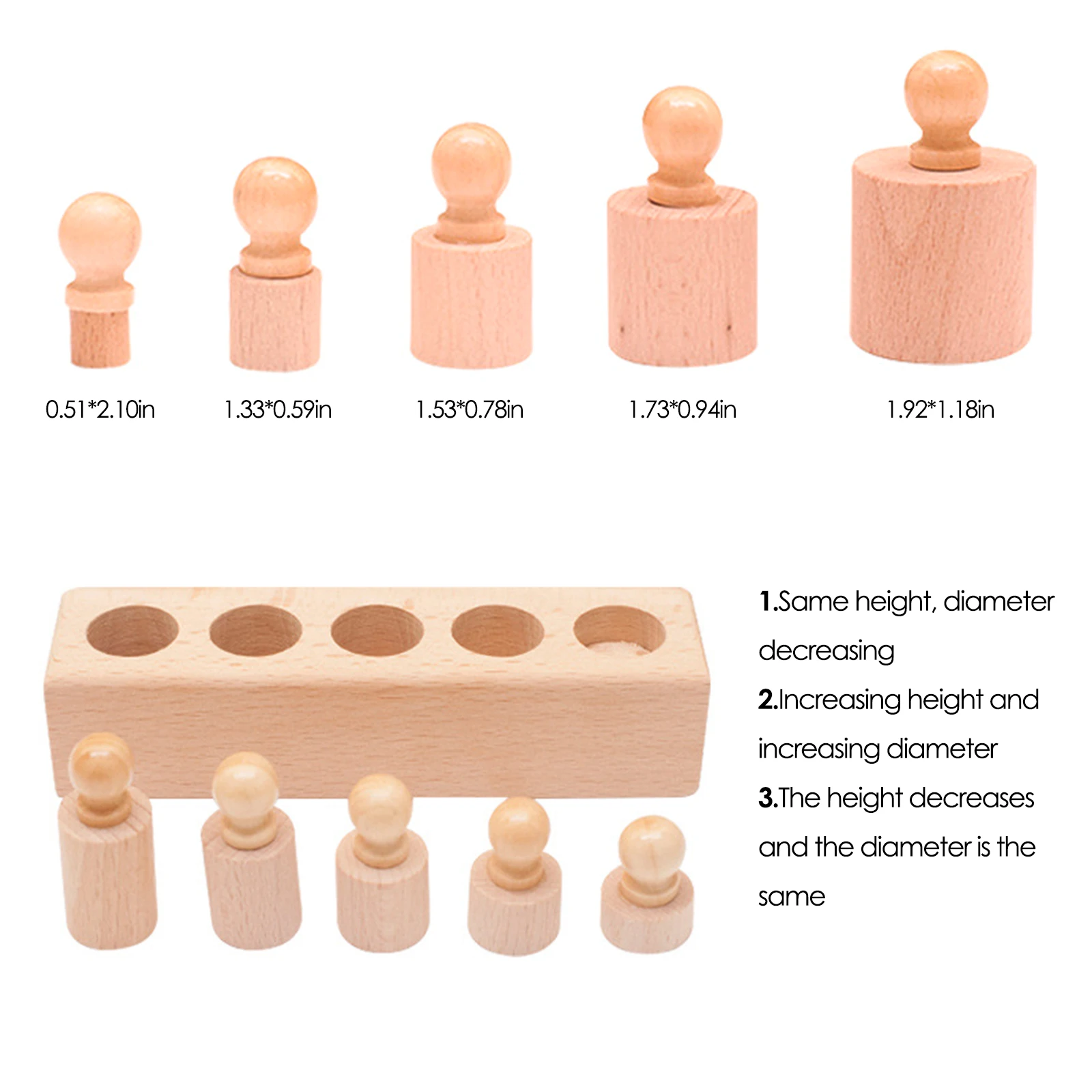 В продаже со склада в РФ деревянные игрушки Монтессори образовательных цилиндра