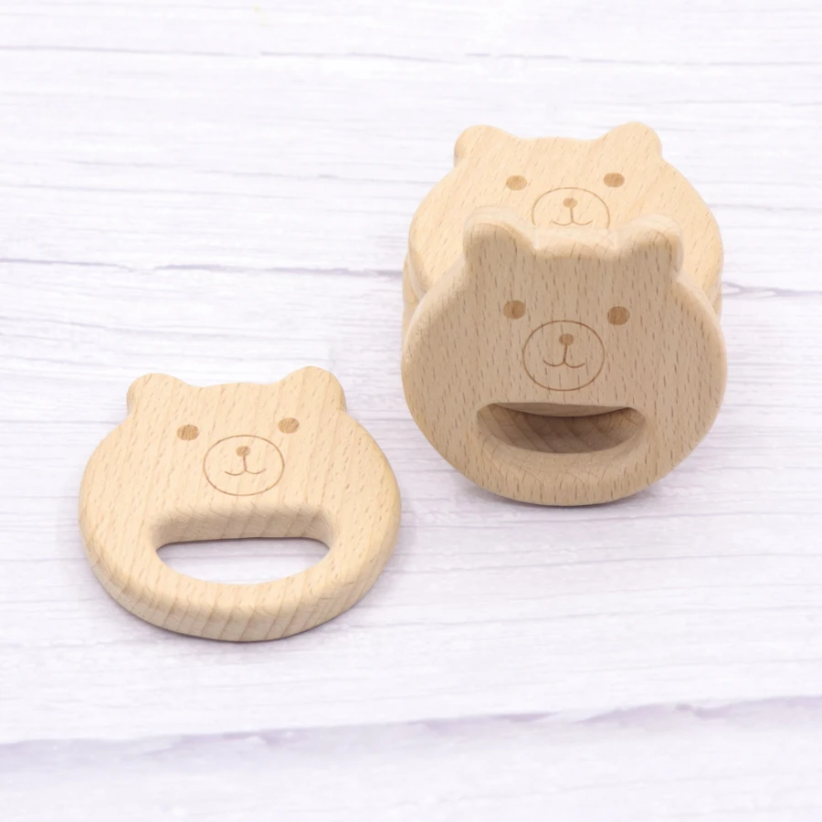 Mordedor de madera de haya para beb&eacute;, juguetes de dentici&oacute;n de dibujos animados Montessori, dije de enfermer&iacute;a, 10 Uds.-2