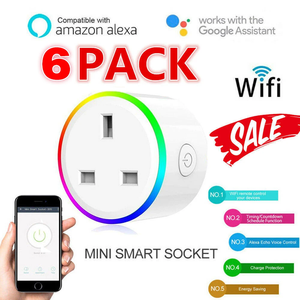 

RGB Smart WiFi UK Plug дистанционный переключатель розетка питания 2G/3g/4G таймер розетка переключатель мощность дистанционное гнездо для Amazon Alexa/Google ...