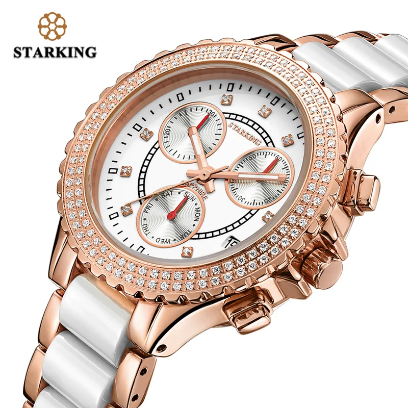 STARKING Роскошные Брендовые женские часы браслет цвета розовое золото дамские из