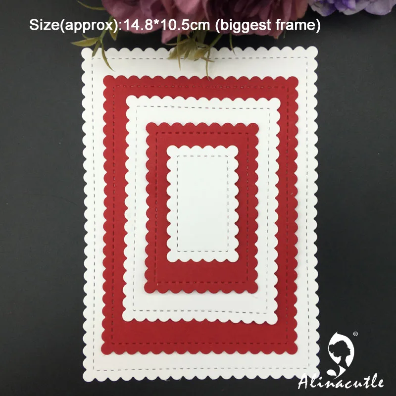 Металлическая высечка прямоугольная рамка для карт граница фестонов