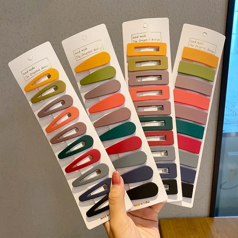 

New Matte Colorful Headdress Set Simple Geometric Hairpin Hair Accessories Girl's HairClip Headwear accesorios para el cabello