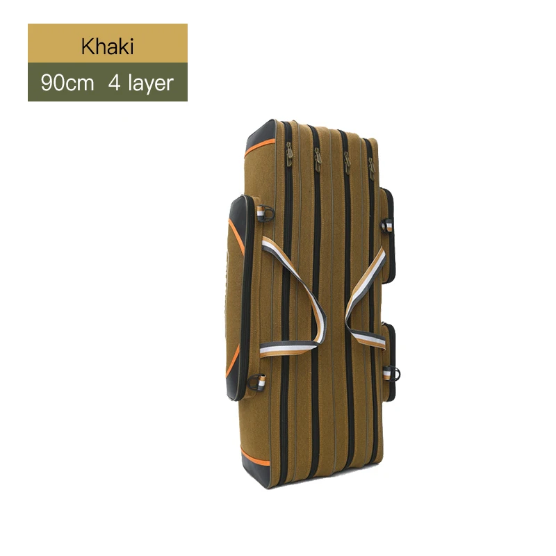 4 Layer 90cm Khaki 2/3/4 слоя из плотной ткани на открытом воздухе мешок рыболовной удочки Водонепроницаемый сумки для рыбалки рыболовные снасти сумка Многофункциональный рюкзак для рыбалки XA157G - Цвет: 4 Layer 90cm Khaki