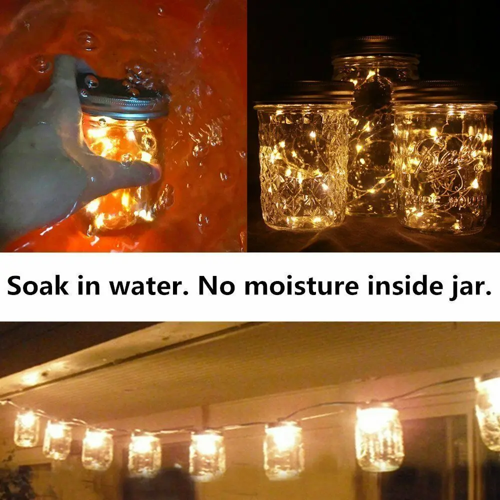 6 шт. Солнечный стеклянная банка с завинчивающейся крышкой огни 20 светодиодные