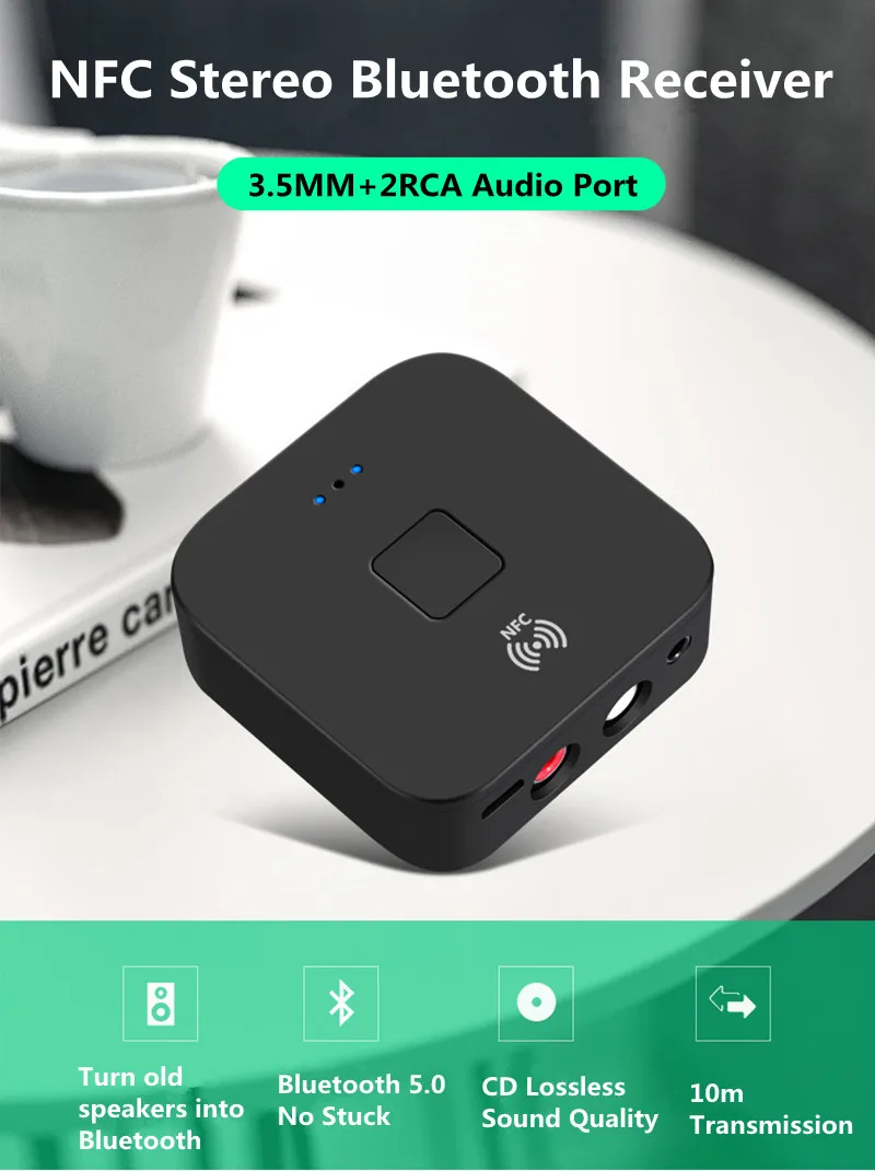Opansten беспроводной 5,0 Bluetooth приемник NFC APTX Bluetooth адаптер 3,5 мм AUX/RCA автомобильный музыкальный аудио приемник для наушников динамик