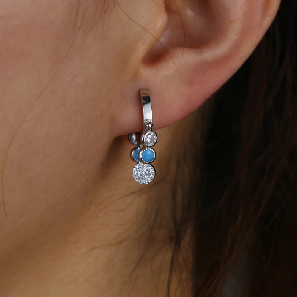 

cute dainty mini small hoop earring cz turquoises charms trendy women earring jewelry