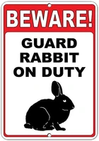 metal sign warning sign beware guard rabbit on duty funny quote road sign business sign quality aluminum 8x12m4931