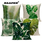 Наволочка с тропическими пальмовыми листьями, декоративная подушка для спальни, дивана, льняная подушка 45x45 см, аксессуары для садовых стульев, постельное белье