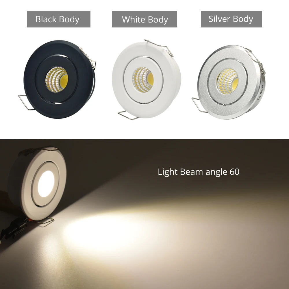 Mini foco LED COB de 3W x 6 uds., Lámpara empotrada en techo, agujero de 40mm, plateado, negro, blanco, 4m de largo, kit de luces para armario