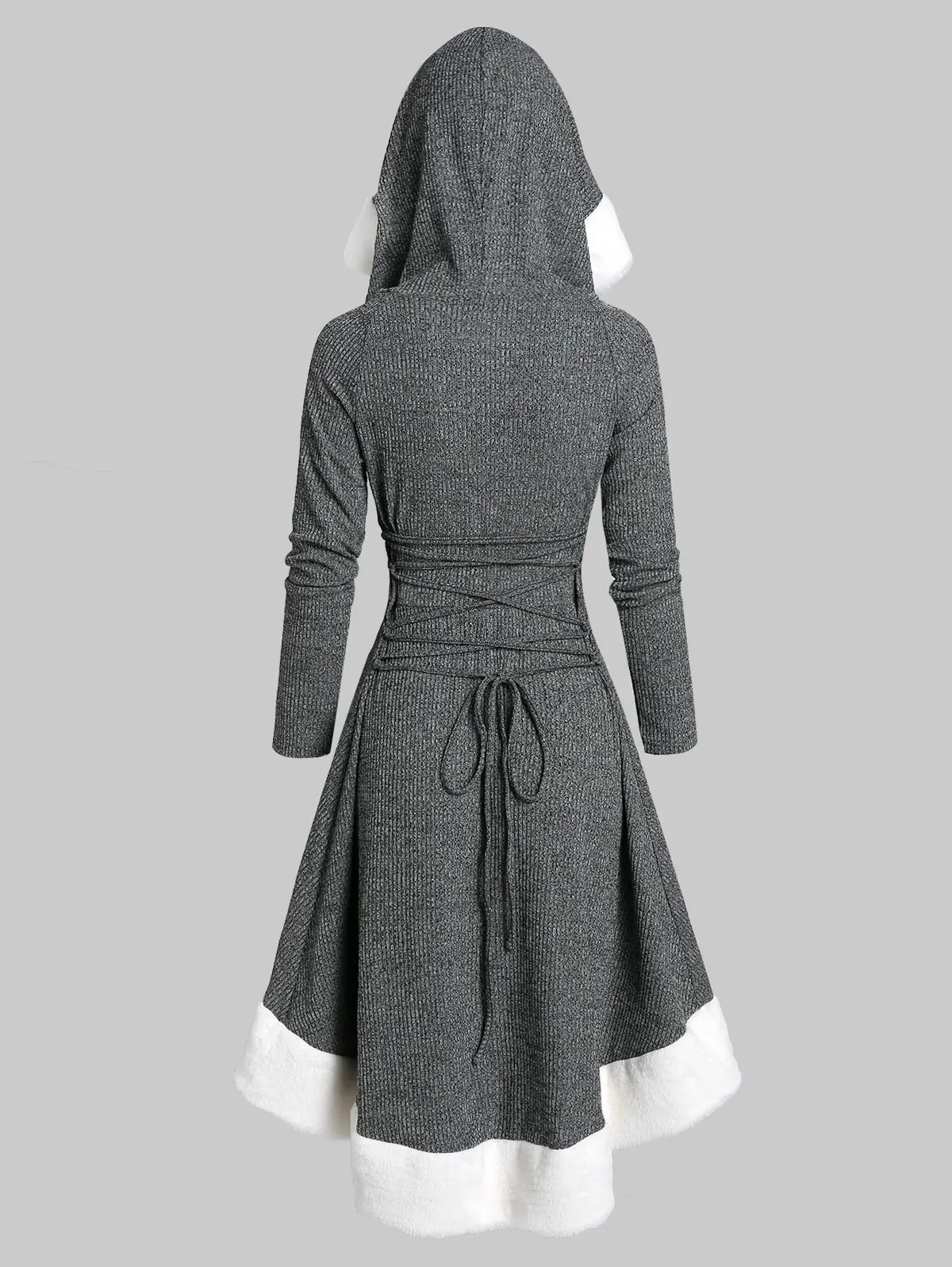 ROSEGAL Женское зимнее трикотажное платье с капюшоном на шнуровке из искусственного