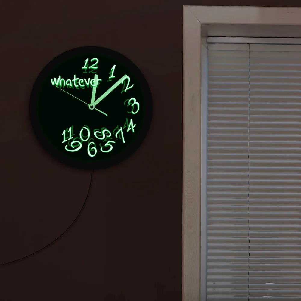 Whatever You Are Late Anyway LED Neon Wall Clock Lighted Vintage Design Color Changes Illuminated | Дом и сад
