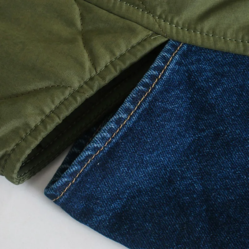 

2021 New Winter Women Patchwork CoatLapel Oversized Coat Ladies Street Stitching Long-sleeved Clothing Retro Split Denim Coat