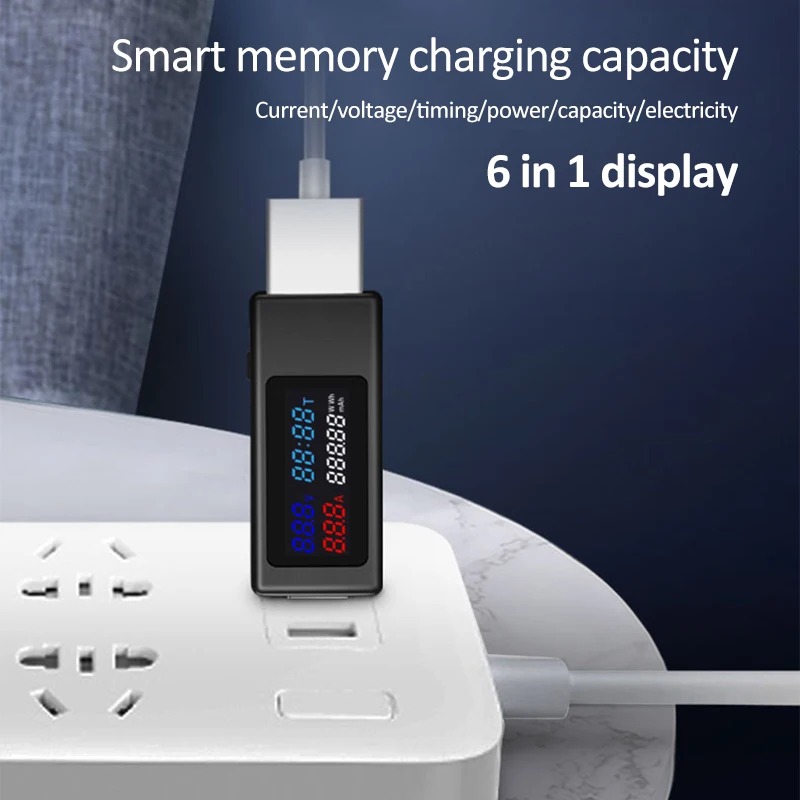 6 в 1 USB-тестер с IPS-дисплеем цифровое напряжение постоянного тока мощность таймер