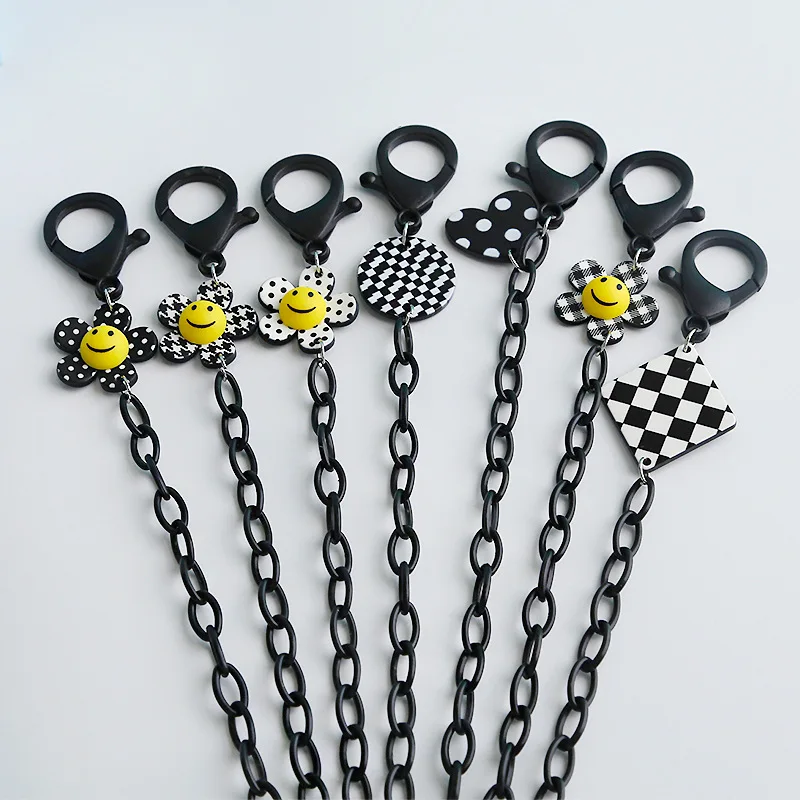 

Цепочки для маски, ожерелье, цепочки для солнцезащитных очков, Милая Черная цепочка для маски, ремешок для женщин с улыбкой, подсолнухом и см...