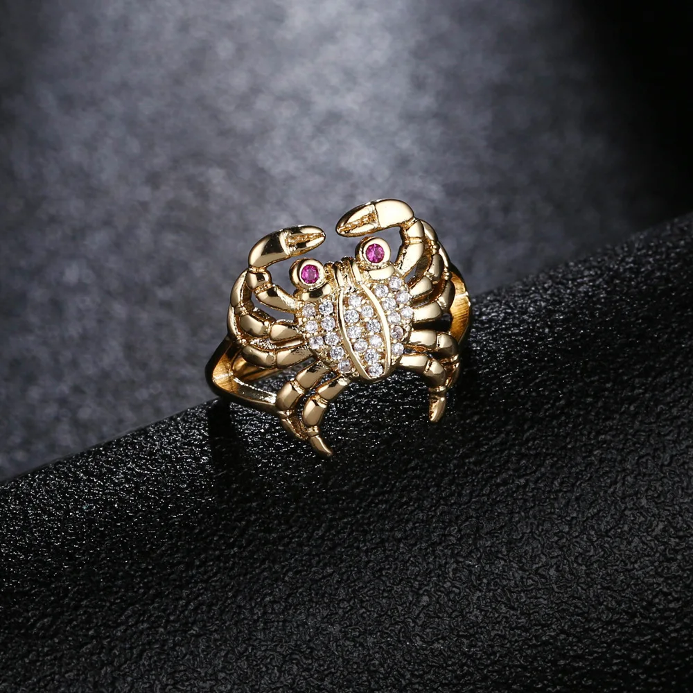 

Fashion Ring Adjustable Cubic Zirconia Gold Colored Crab Ring Luxury Designer Women's Jewelry Jewellery With Logo