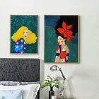 Модные постеры с цветочной девушкой, принты на холсте, абстрактная картина на стену, картины для спальни, гостиной, украшение для дома без рамки