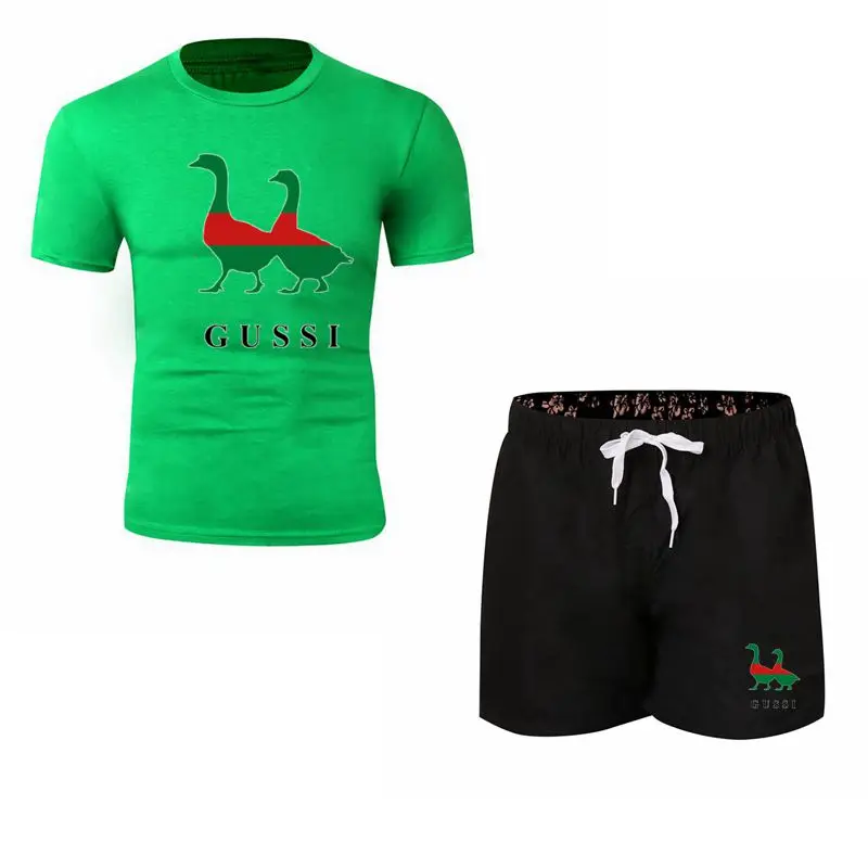 Мужская забавная футболка с принтом Два Гуся + шорты унисекс комплекты мягкие