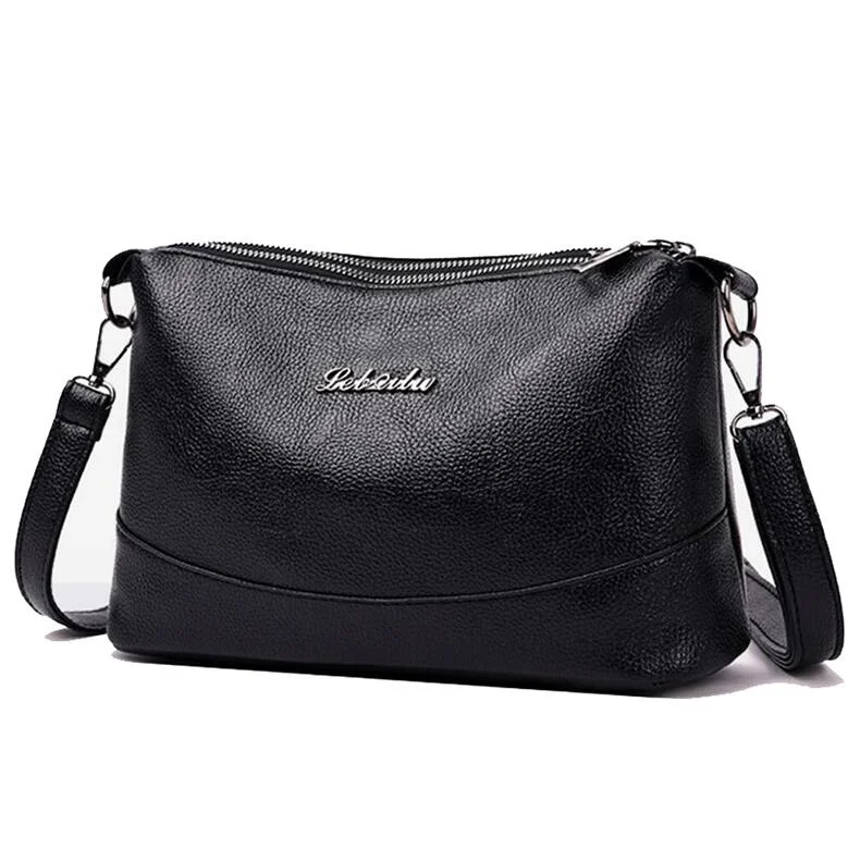 

2021 New Double Zipper Women Messenger Bags Soft Women Crossbody Bag Designer Women Pu Leather Shoulder High Quality Female Bag