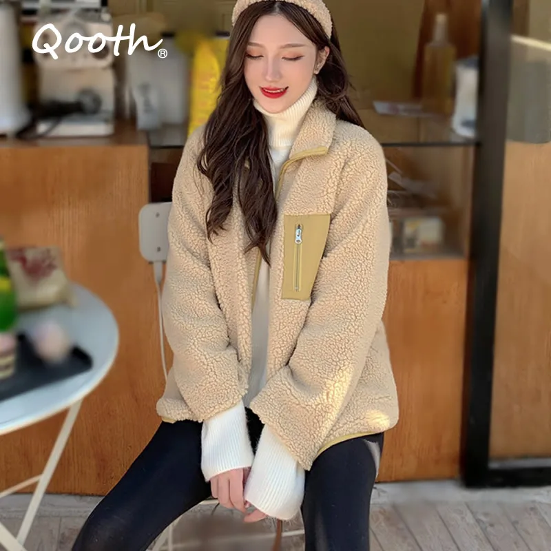 

Qooth женская зимняя куртка, парка, женское теплое зимнее пальто, пуховик, Женская двухсторонняя одежда, парка, куртка для женщин QT254