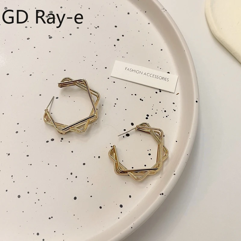 

Fashion Geometric Multi-layer Hoop Earrings for Women Personality Retro Irregular Earrings Drop Simple Jewelry Gifts Party 499