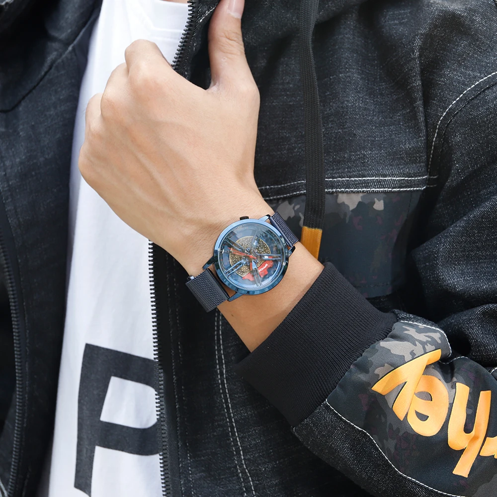 Горячая Распродажа мужские часы с гоночными автомобильными колесами