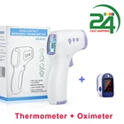 Цифровой инфракрасный термометр для лба, измеритель температуры + Пульсоксиметр на кончике пальца, пульсометр, монитор насыщения крови кислородом