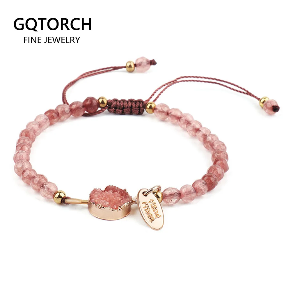 Женские браслеты с натуральным кристаллом плетеная цепочка ручной работы